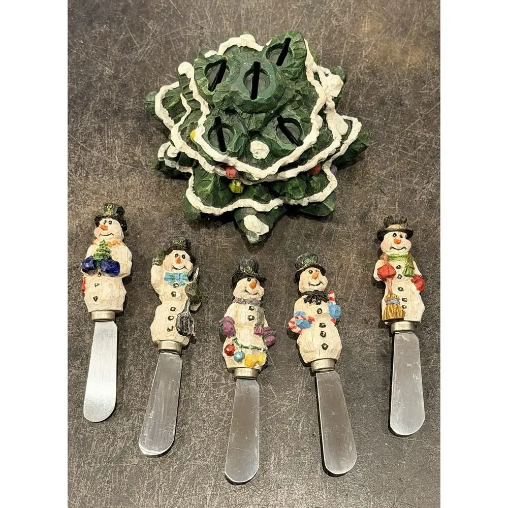 Christmas Tree Snowmen Family Carved Resin 5